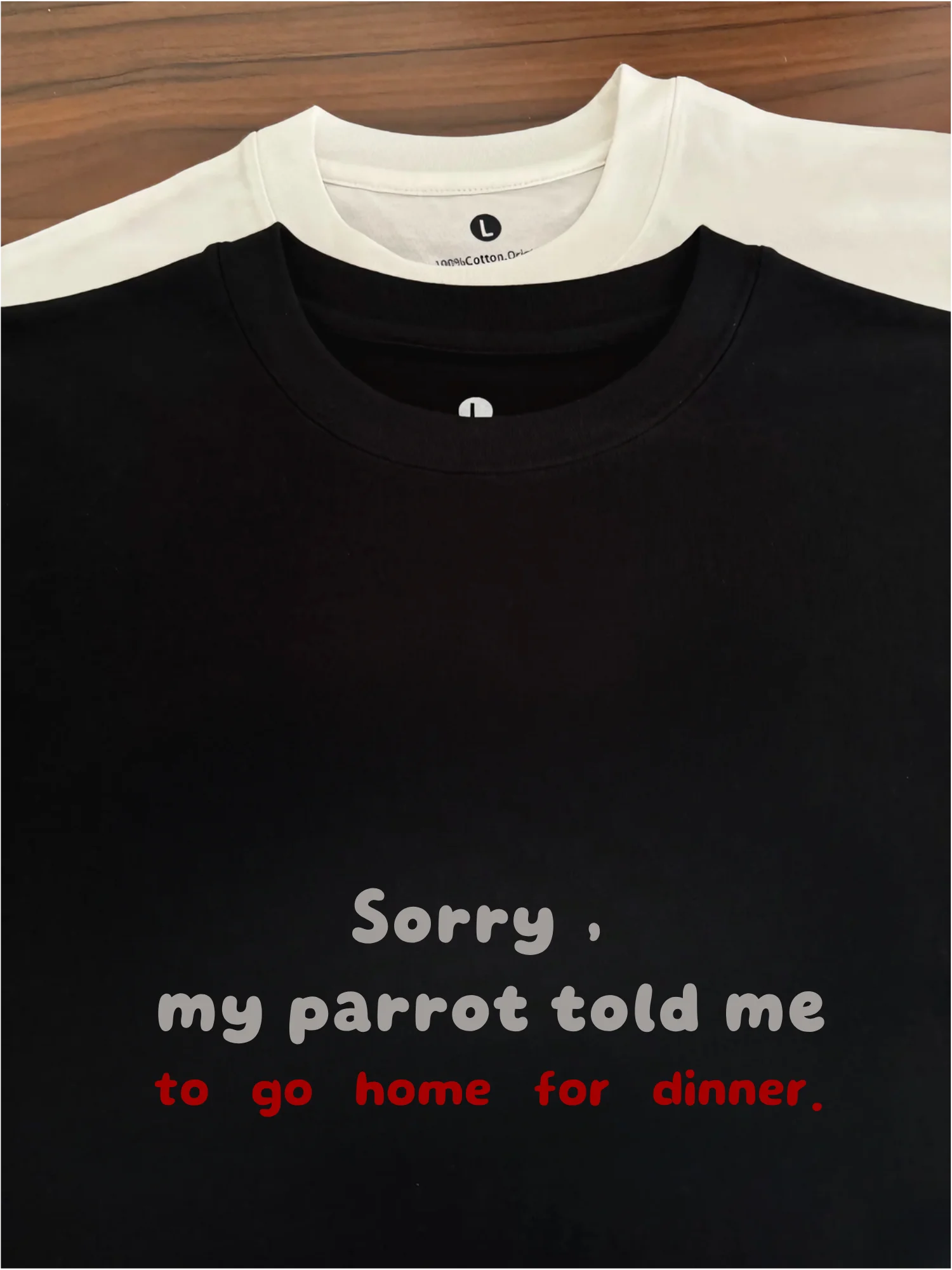 Fun Print Heavyweight Cotton T-Shirt Short Sleeve round Neck My Parrot Makes Me Go Home for Dinner No Overtime Breathable Cas...