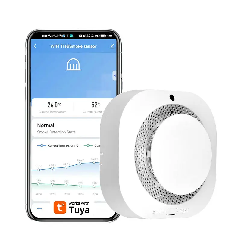 Tuya Smart Life APP التحكم WIFI كاشف الدخان المستقل أمن الوطن الذكي كاشف الدخان 85dB إنذار بصوت عال إنذار الحريق #1