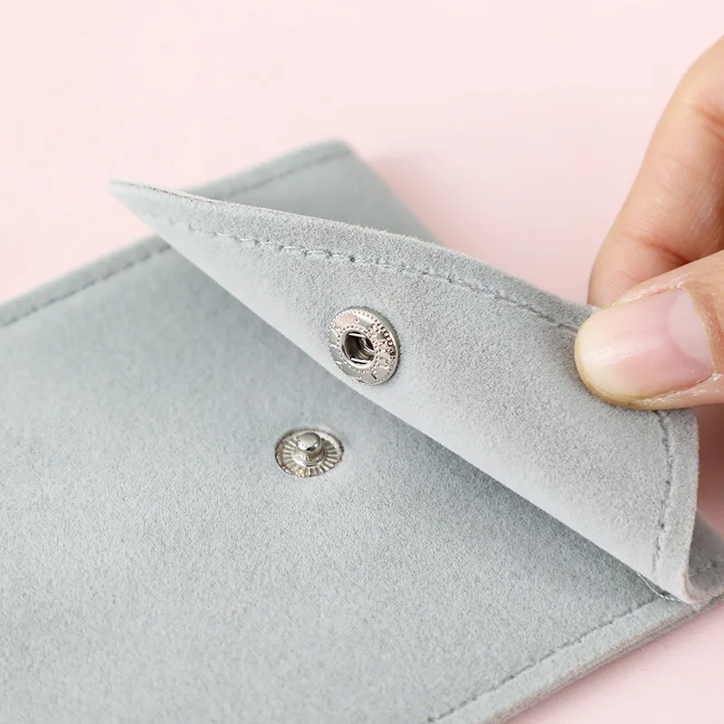 50pcs/lot 7*7, 10*10cm Double Sided Velvet Flannel Bags Small Flap Snap Pouch Jewelry Necklace Packing Gift Bag Customise Logo