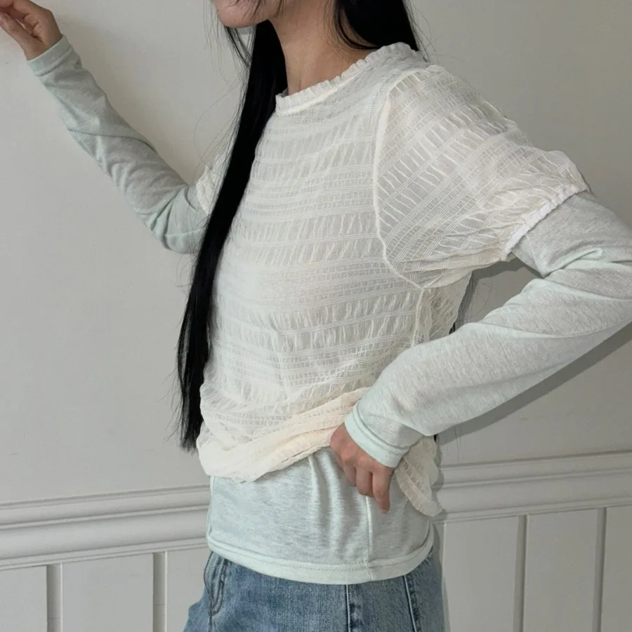 

Korean style Mesh Short Sleeve T-Shirt, Solid Color Top for Women