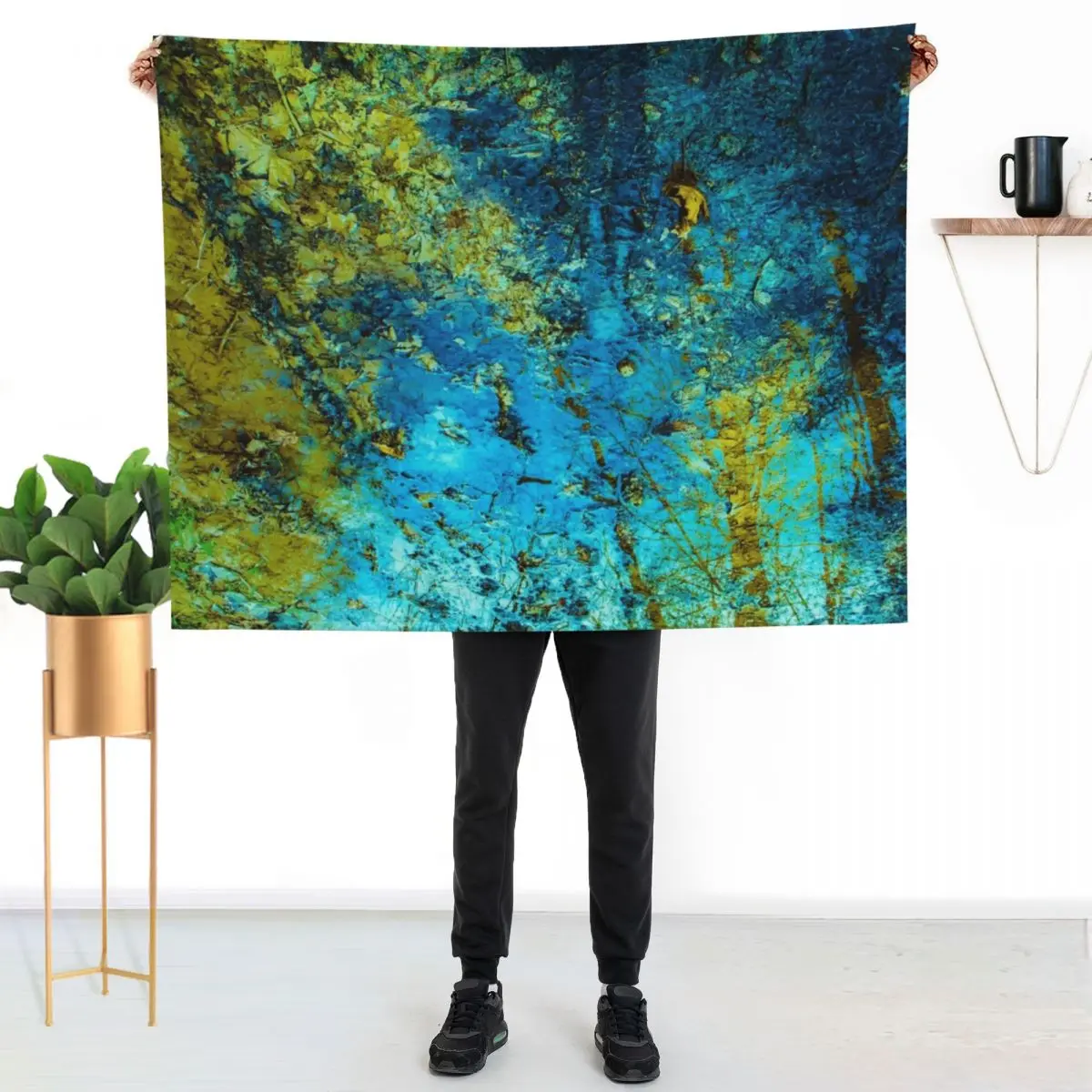 Planet in Puddles Throw Blanket Luxurious Soft Fuzzy Blanket for Sofa Bed