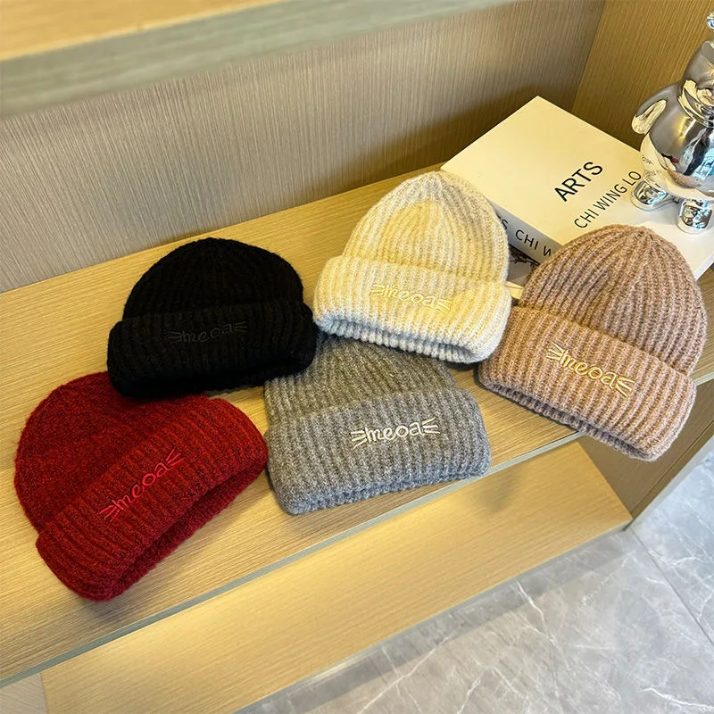 Children's knitted hat simple and versatile autumn and winter baby woolen hat boys and girls ear protector head hat warm fashion