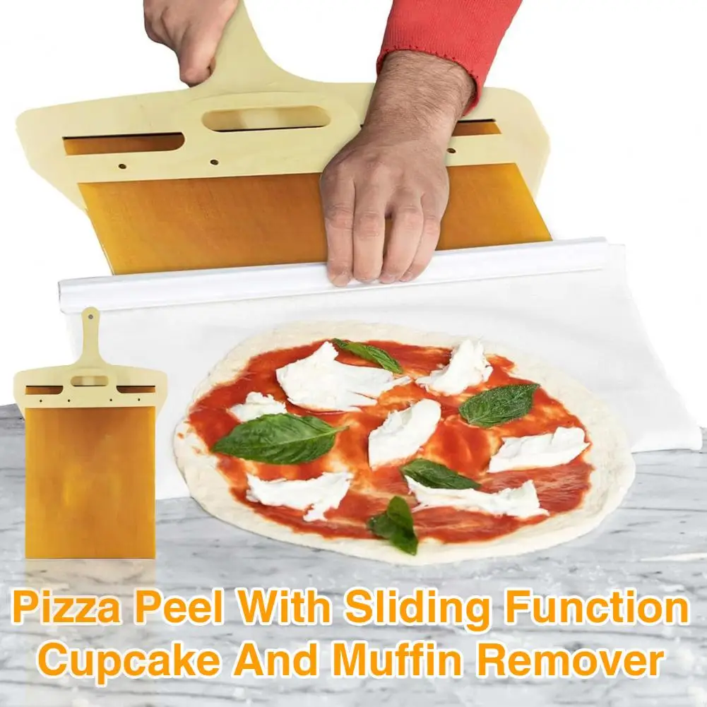 Sliding Pizza Spatula Non-stick Sliding Pizza Peel Wooden Handle Oven Baking Spatula Paddle Pizza Peel with Sliding Function