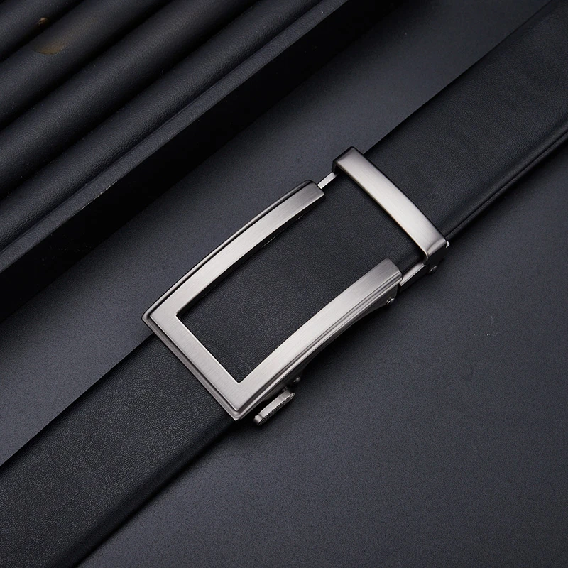 Fashion Men Genuine Leather Belt Automatic Buckle Adjustable Ratchet Belt Jeans Belt Formal Belt