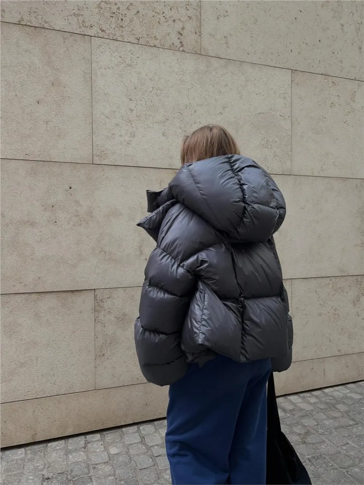 Winter Trend Persönlichkeit Straße Kurze Kapuze Baumwolle Jacke frauen Lose Beiläufige Brot Anzug Einfarbig Pendeln Baumwolle Anzug