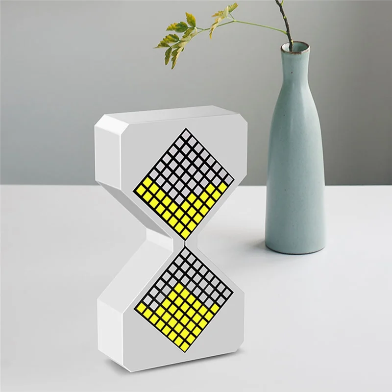 ABRS-LED Digital Electronic Hourglass Night Light Adjustable Gravity Hourglass Timer Dynamic Flow Cube Sleeping Night Lamp