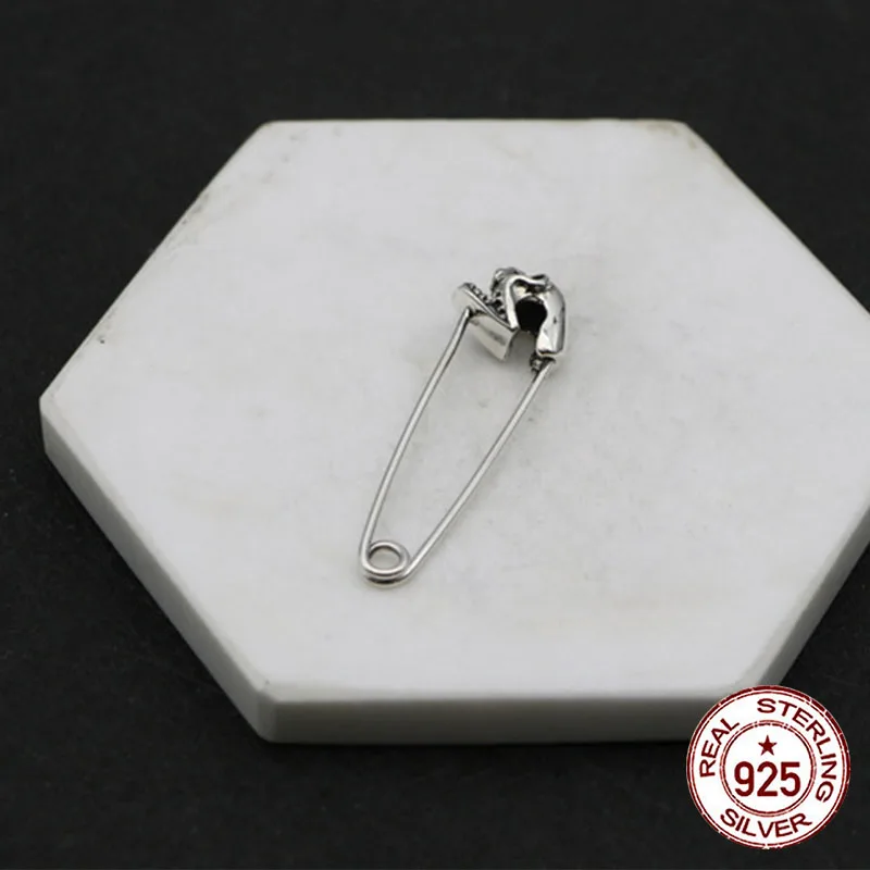 S925 sterling silver pin pendant accessory safety pin  Personalized brooch skull head fashion jewelry