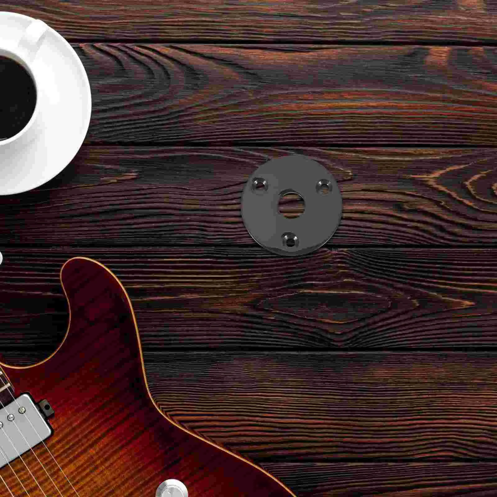 1 4 인치 기타 잭 플레이트 들여 쓰기 둥근 금속 소켓 튼튼한 철 구리 니켈 도금 쉬운 설치 나사 전기