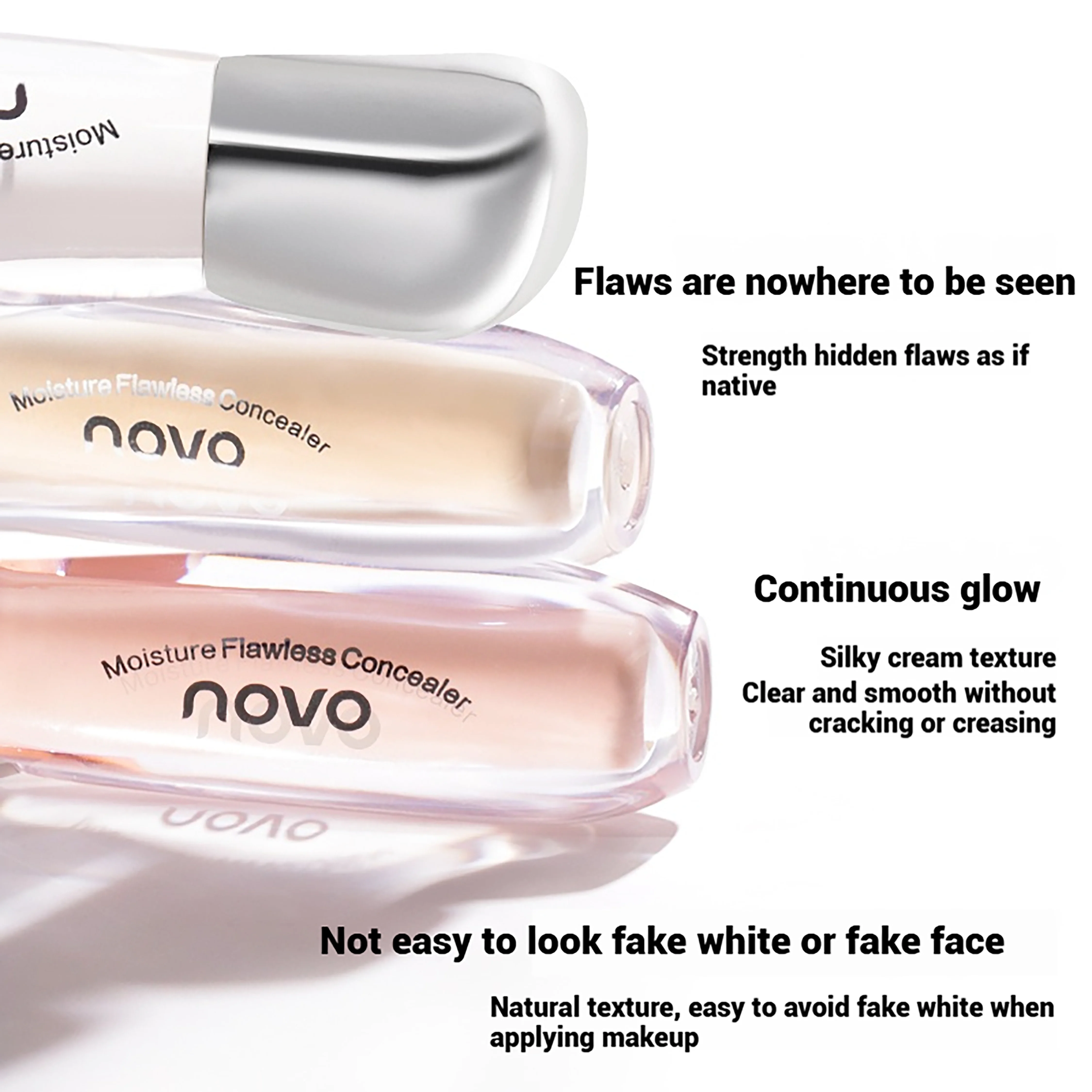 防水性と耐汗性に優れたコンシーラーフルイド。クマ、シミ、ニキビ跡をカバーし、涙溝を明るくします。