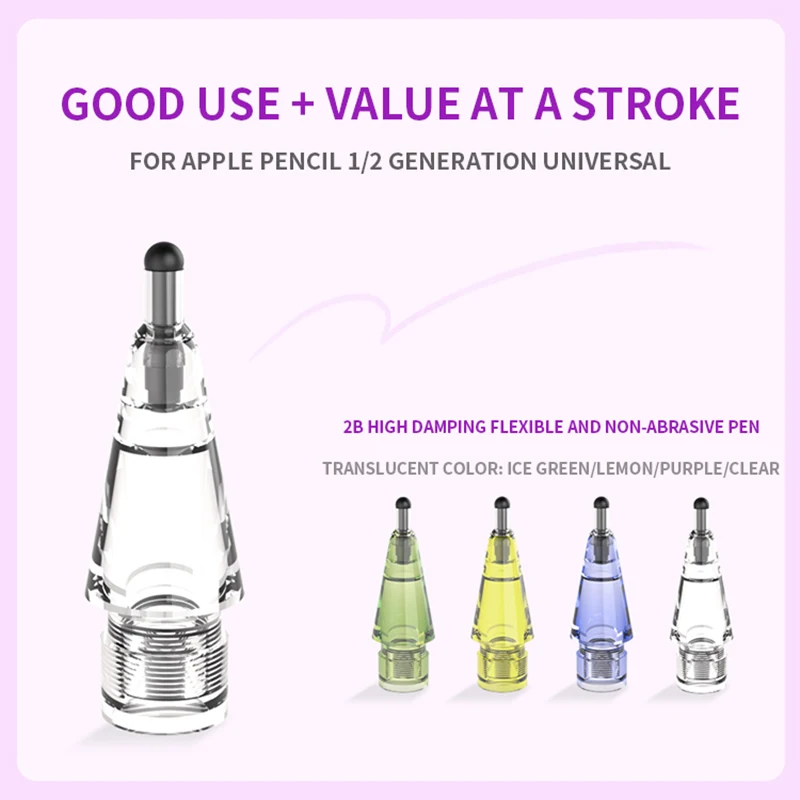 Clear Replacement Tips For Apple Pencil 1/2 Gen Tips Pen Tips For Apple Pencil 1st 2nd Generation for iPad Transparent Stylus