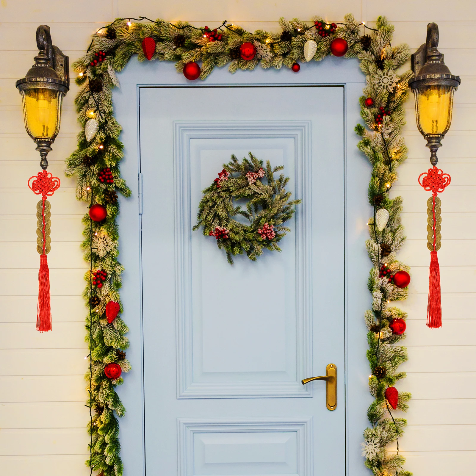 ديكور منزل محظوظ عتيق من فنغ شوي ، عملة قديمة ، عقدة فينغ شوي ، عقدة صينية ، حظ سعيد ، ثروة ، نجاح ، 5 أو 6 عملات نحاسية