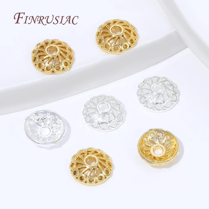 10/20 Stück 18K vergoldete Messing-Perlenkappen, Blumen-Perlenkappen für Schmuckherstellung, DIY-Halsketten- und Armband-Zubehör – Detail 22