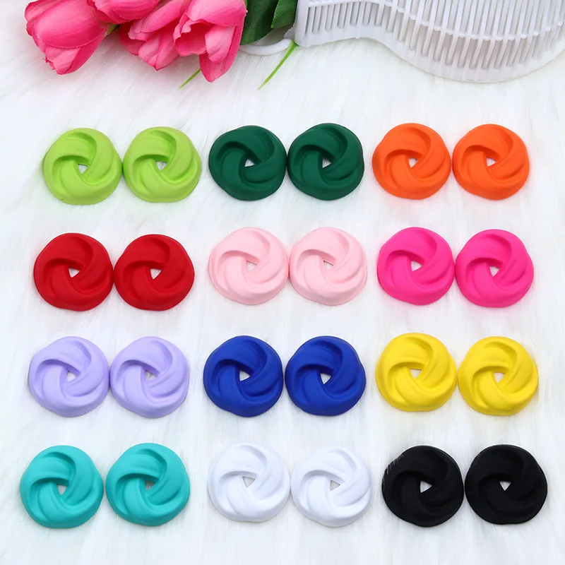 2023 New Candy Color Twist Circle Three-dimensional Spray Paint Earrings Fashion Korean Hollow Women Jewelry