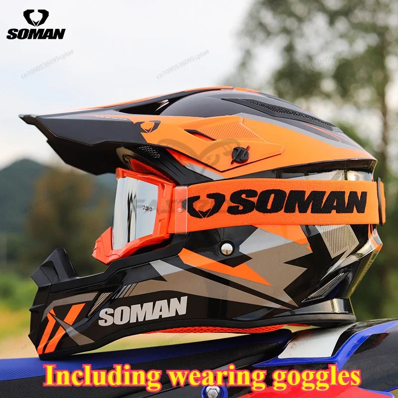 SOMAN Professional Racing Motocross Helmet Off Road Helmet Motorcycle Off-Road Cartoon Childrenr ATV Motorcycle MTB Helmet