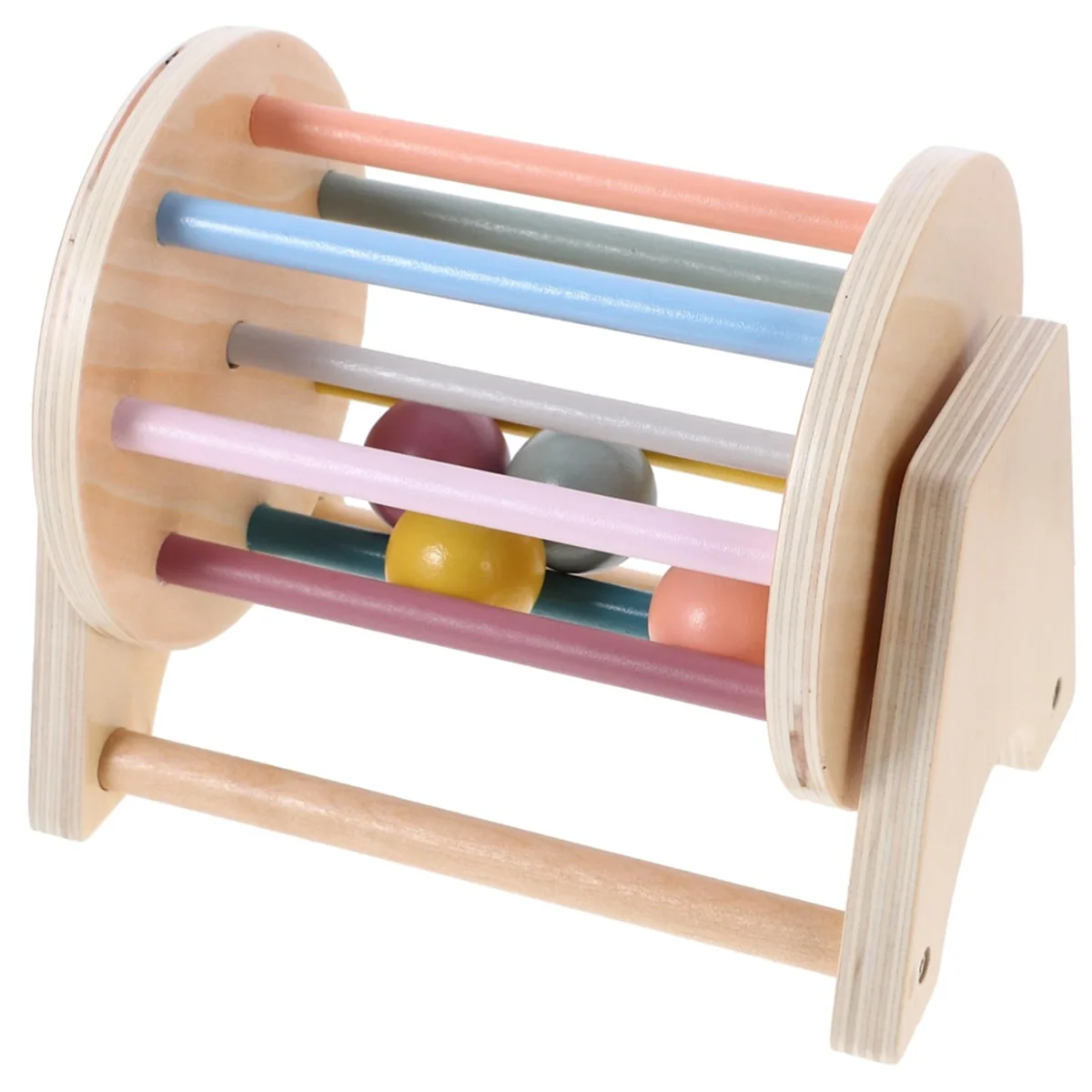 Preschool Musical Drum Rolling Tummy Rainbow Prop Infant Wooden Roller Modeling Prop