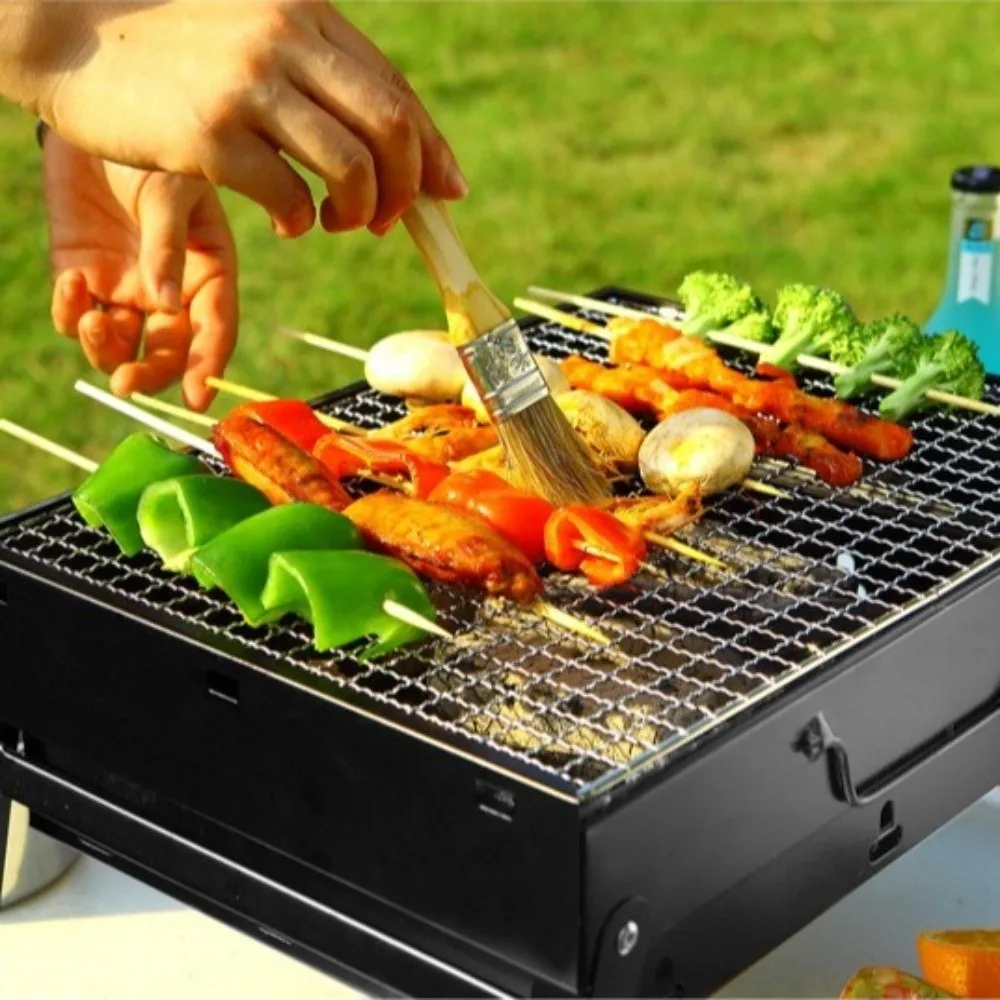 

Portable Stainless Steel BBQ Charcoal Grill Small Easy To Clean BBQ Stove Folding Mini BBQ Tool Kit Outdoor Camping
