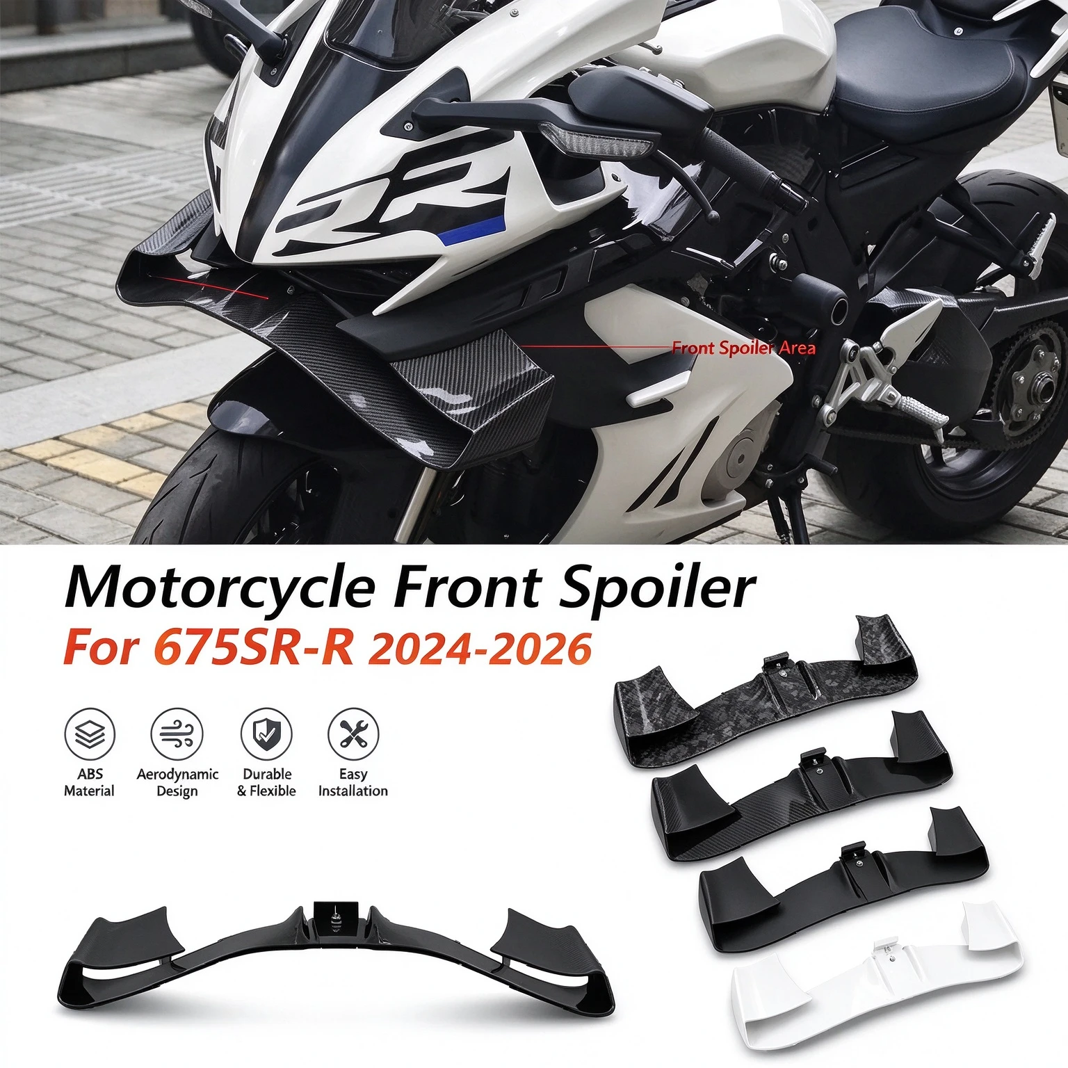For CFMOTO 675SR-R 675SR CF675 SR 675 SR-R 2026 2025 2024 Motor Airflow Deflector Front Spoiler Fairing Downforce Wing Lower Lip