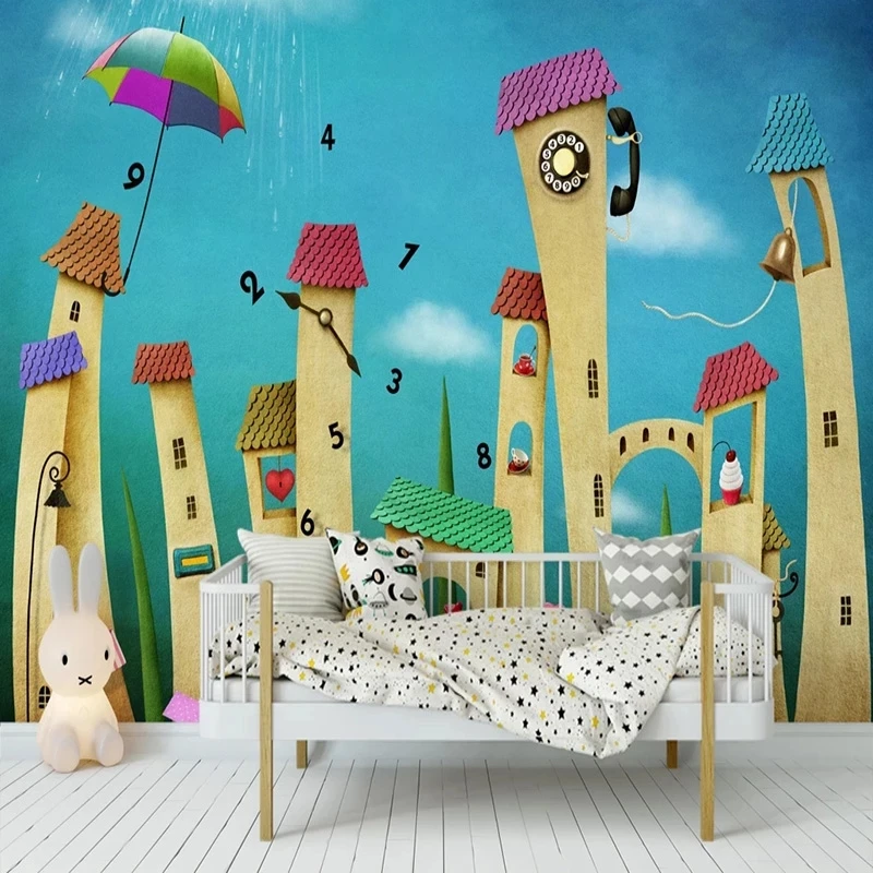 Customized Wallpaper 3D Cartoon House Kindergarten children's room Bedroom Mural Living room sofa TV background wall restaurant