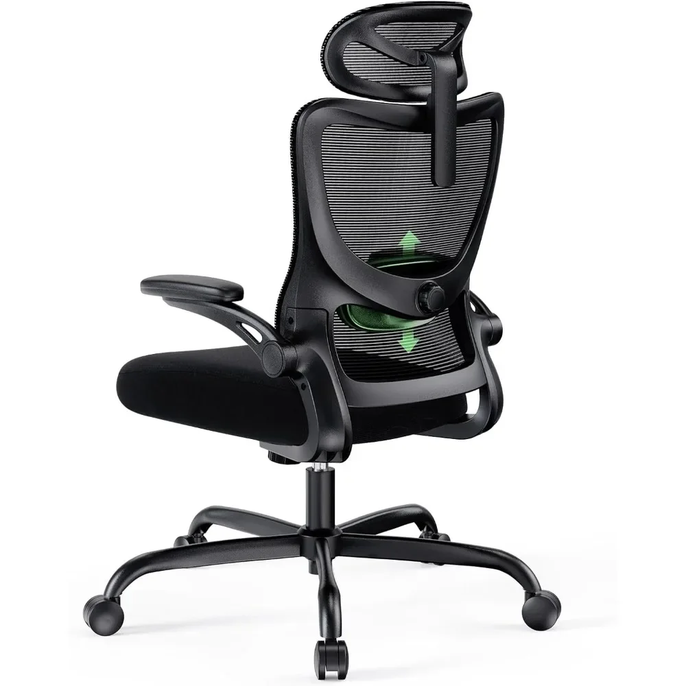 Silla de oficina ergonómica con reposacabezas, silla giratoria de trabajo rodante, de malla, con soporte Lumbar ajustable, para escritorio de ordenador