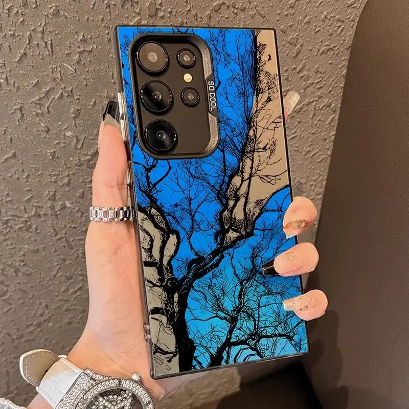

Blue Sky Branch Mobile Phone Case is suitable for Samsung S25 24 23 22 21 20 Plus/Ultra/FE anti-fall and shockproof rear cover