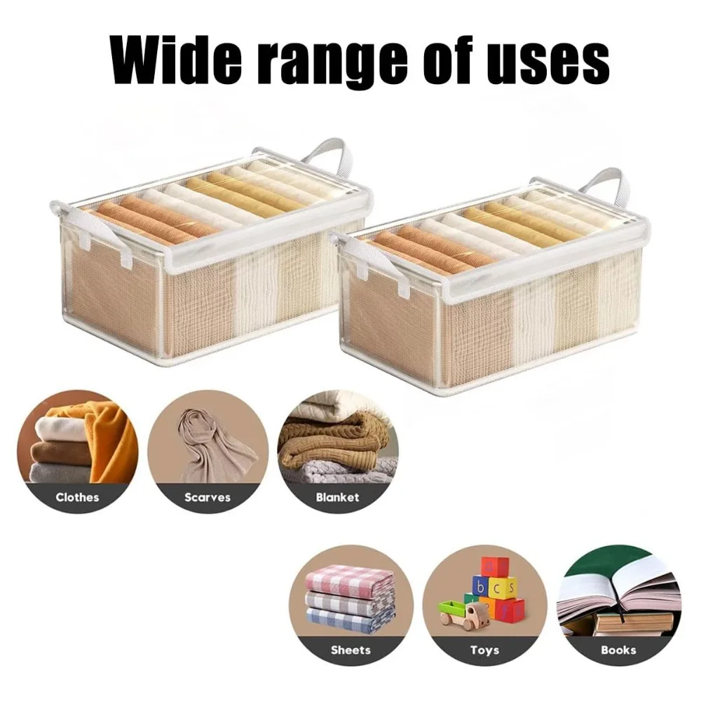 Caixas Organizadoras Dobráveis de PVC Transparente com Estrutura de Aço Resistente, Empilháveis, para Suéteres, Brinquedos, Cobertores, com Tampa