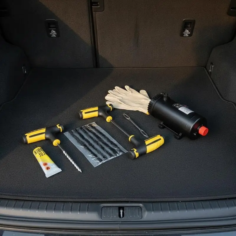 Durable 4-Piece Tubeless Tire Repair Kit With Metal And ABS Tools Car Tire Repair Tool Kit Universal Emergency Tire Repair Kit