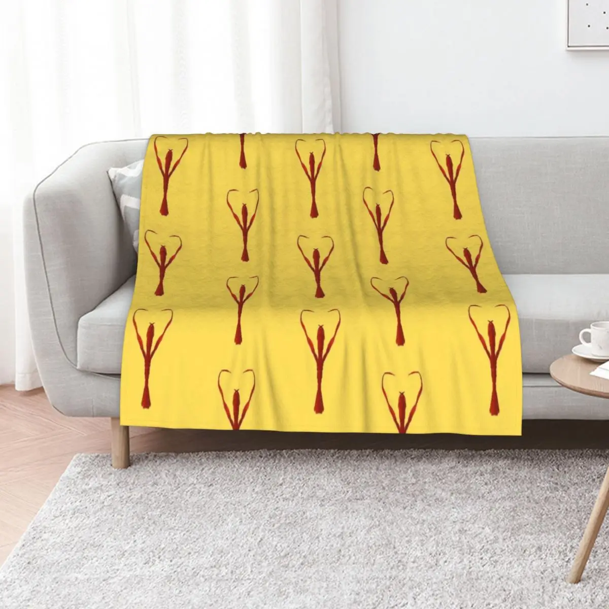 Red Lobster on Yellow Throw Blanket Hairys Sofa Hairy Custom Picnic Plaid on the sofa Blankets