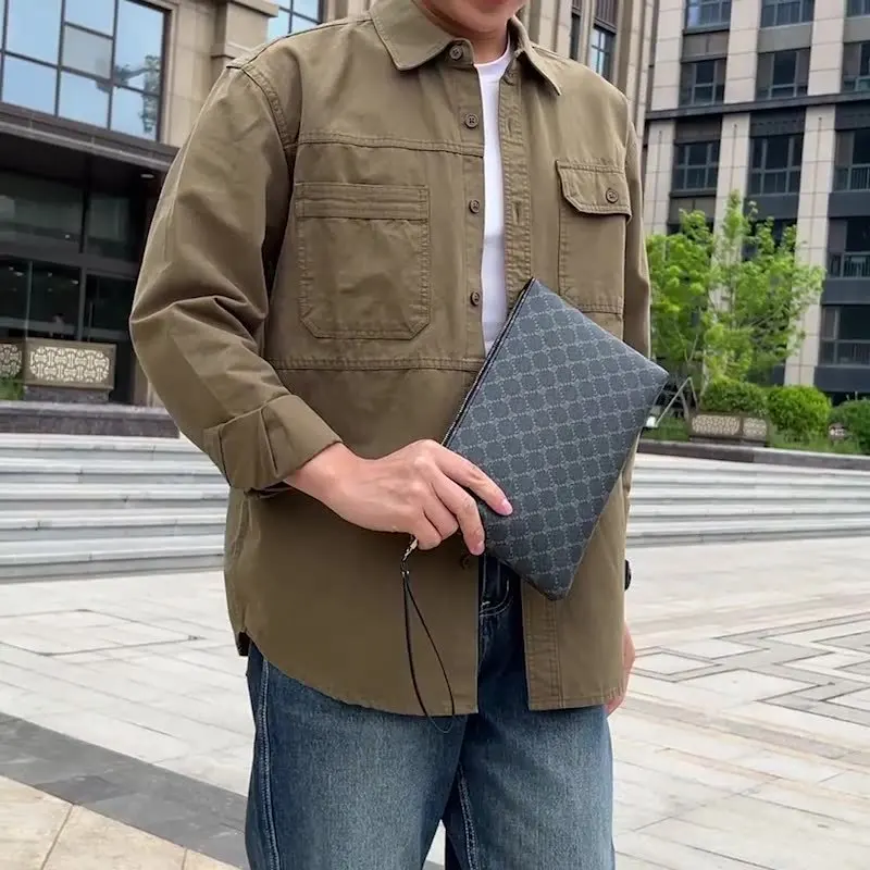 

New handbag for men fashion and casual thin envelope bag mobile phone bag trendy brand men's clutch bag luxury bags designers