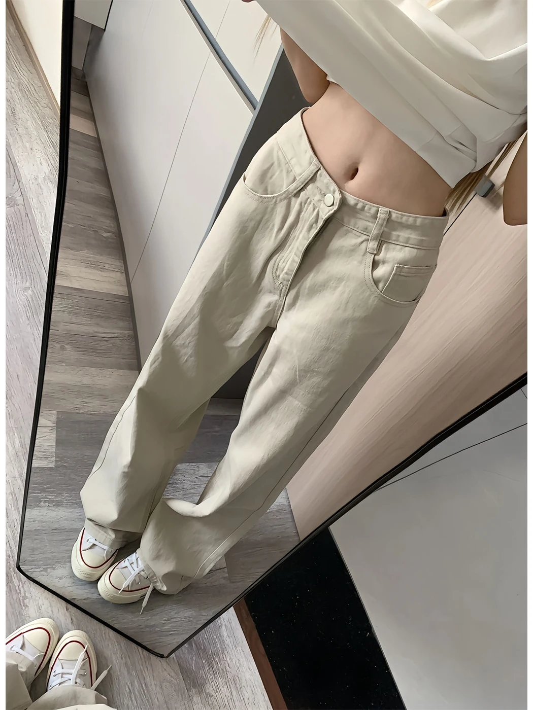 

Американские ретро-джинсы прямого кроя для мужчин, летние тонкие расклешенные брюки Cleanfit, облегающие рабочие брюки с высокой талией, широкие джинсы