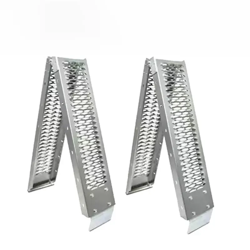 2PC Ramps For Aluminum Motorcycles Folding Loading ATV Pick-up Car Ramp To Climb Metal Ramps Ladder Single Load-bearing 260kg