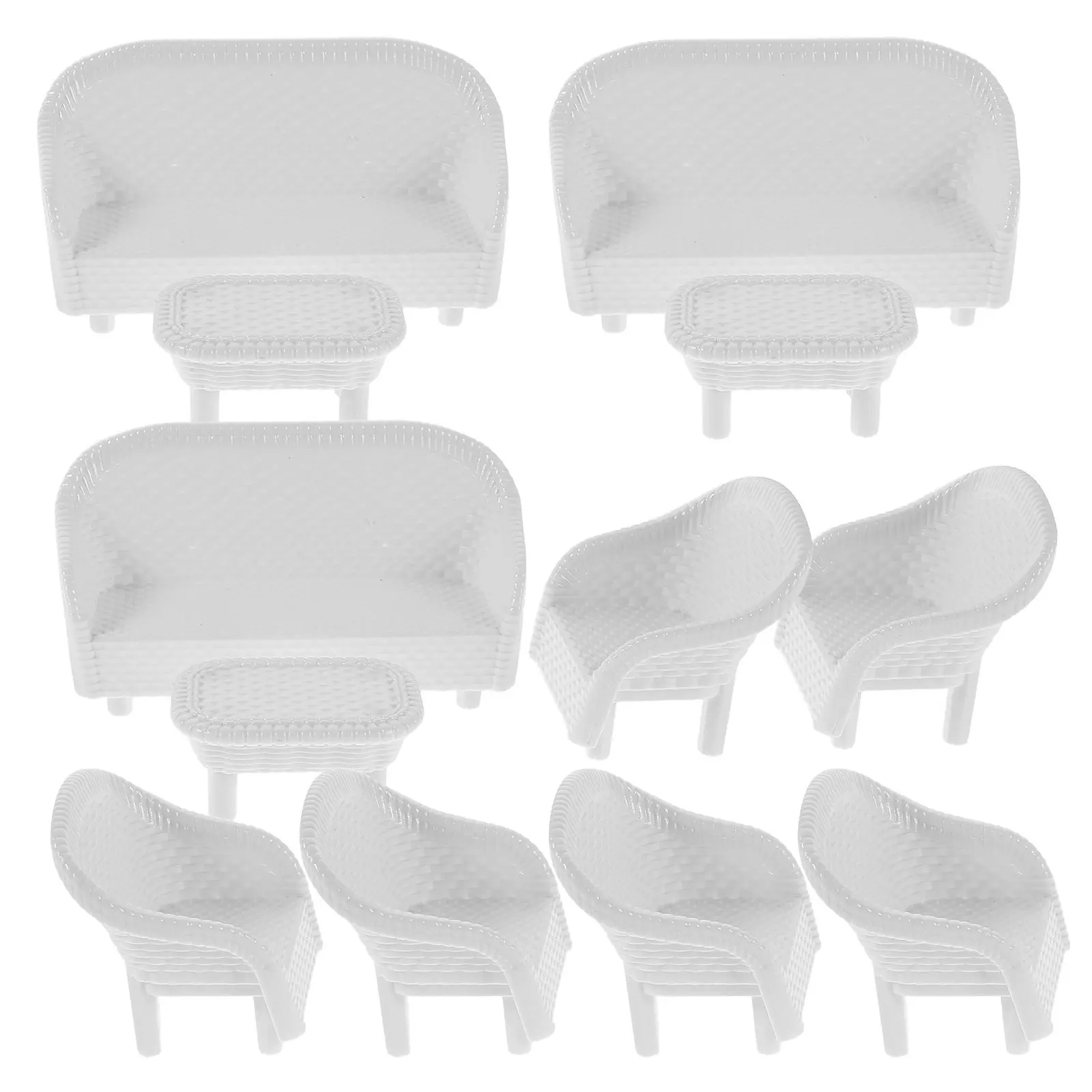 

3Sets Plastic White Miniature Sofa Furniture Realistic for Dollhouse Fairy Garden Pretend Play Sand Table Decorations
