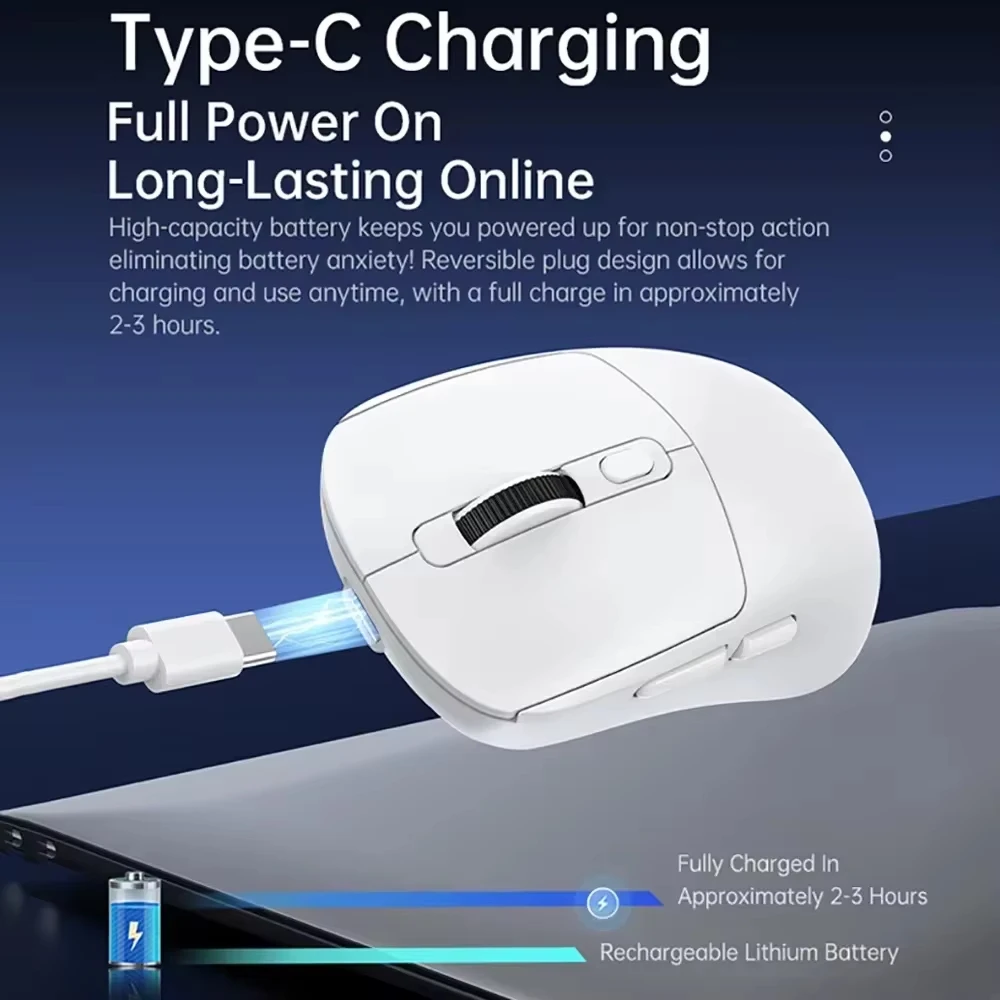 Mouse Gamer KEBIDUMEI com Fio/2.4GHz/BT Sem Fio, 8000DPI, 6 Botões Silenciosos, Recarregável, Design Leve para Escritório e Jogos