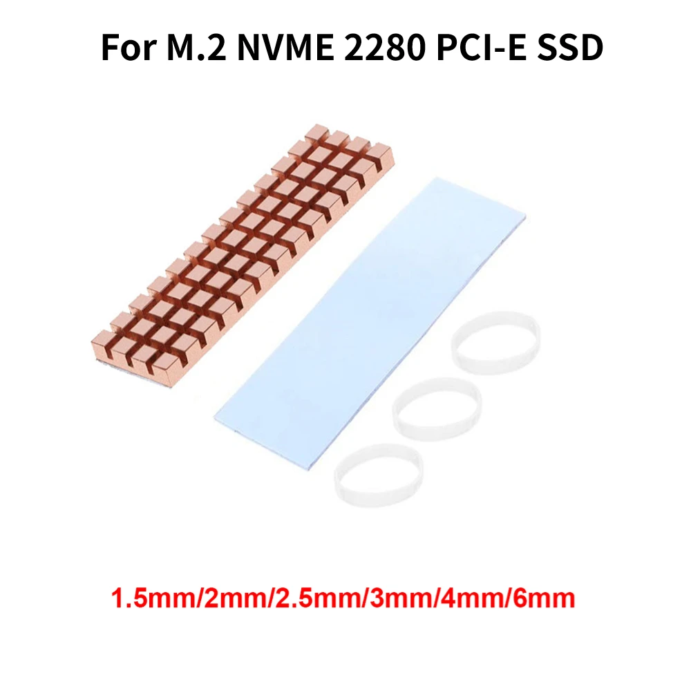 M.2 Cooling Heat Sink Thermal Pads Heat Dissipation Radiator 1.5/2/2.5/3/4/6mm for M.2 NGFF SATA PCI-E NVME SSD Heatsink