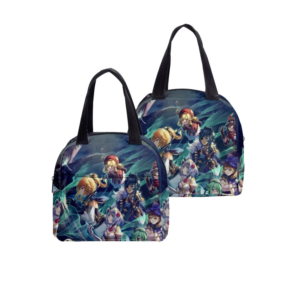 Trendy Fashion Game Genshin Impact Student Work Lunchbox Thermal insulation Food Lunch Bag 3D Print Portable Handbags Ice Bags