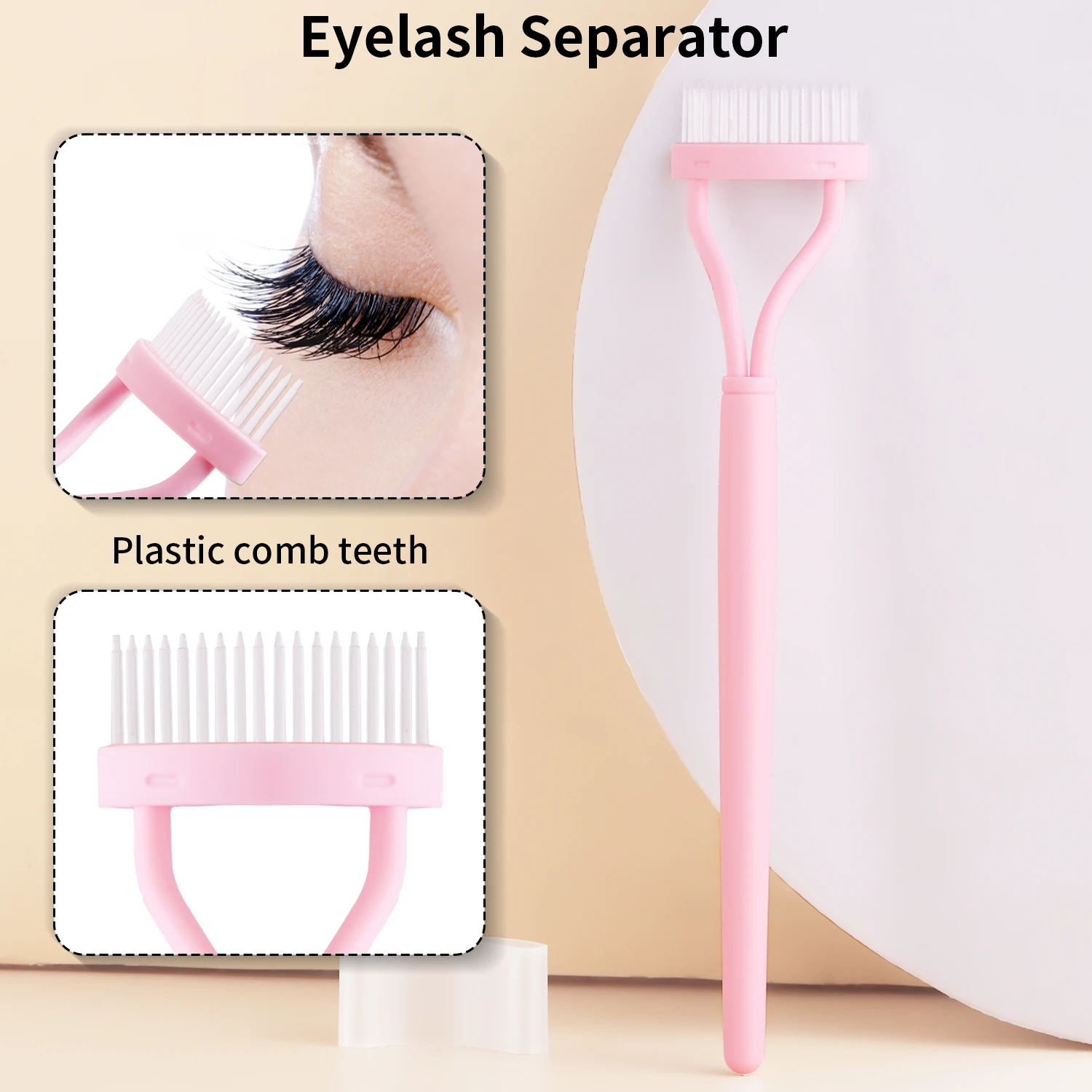 Separador de Pestañas de Plástico, Peine para Pestañas con Mango Largo, Cepillo para Pestañas, Herramienta para Maquillaje de Ojos y Cuidado de Pestañas