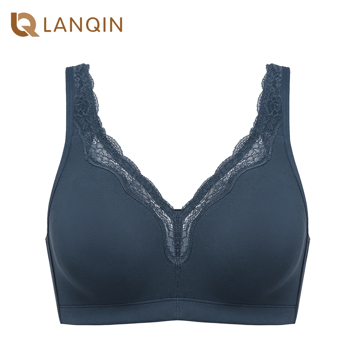 

Full Coverage Cotton Wire-Free Non-Foam Comfort Lace Bra For Women Adjusted Wide Comfortable Shoulder Straps Non Padded