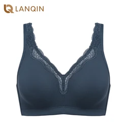 Full Coverage Cotton Wire-Free Non-Foam Comfort Lace Bra For Women Adjusted Wide Comfortable Shoulder Straps Non Padded