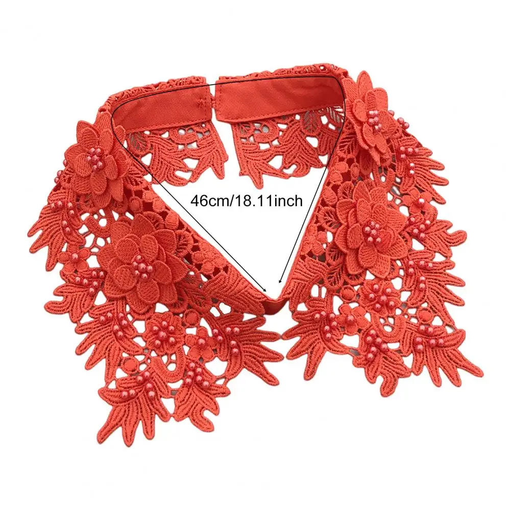 Women Fake Collar Lapel Embroidery Flower Pattern Solid Color Collars Enhancer Formal Uniform Collar Shirt Collar Extension