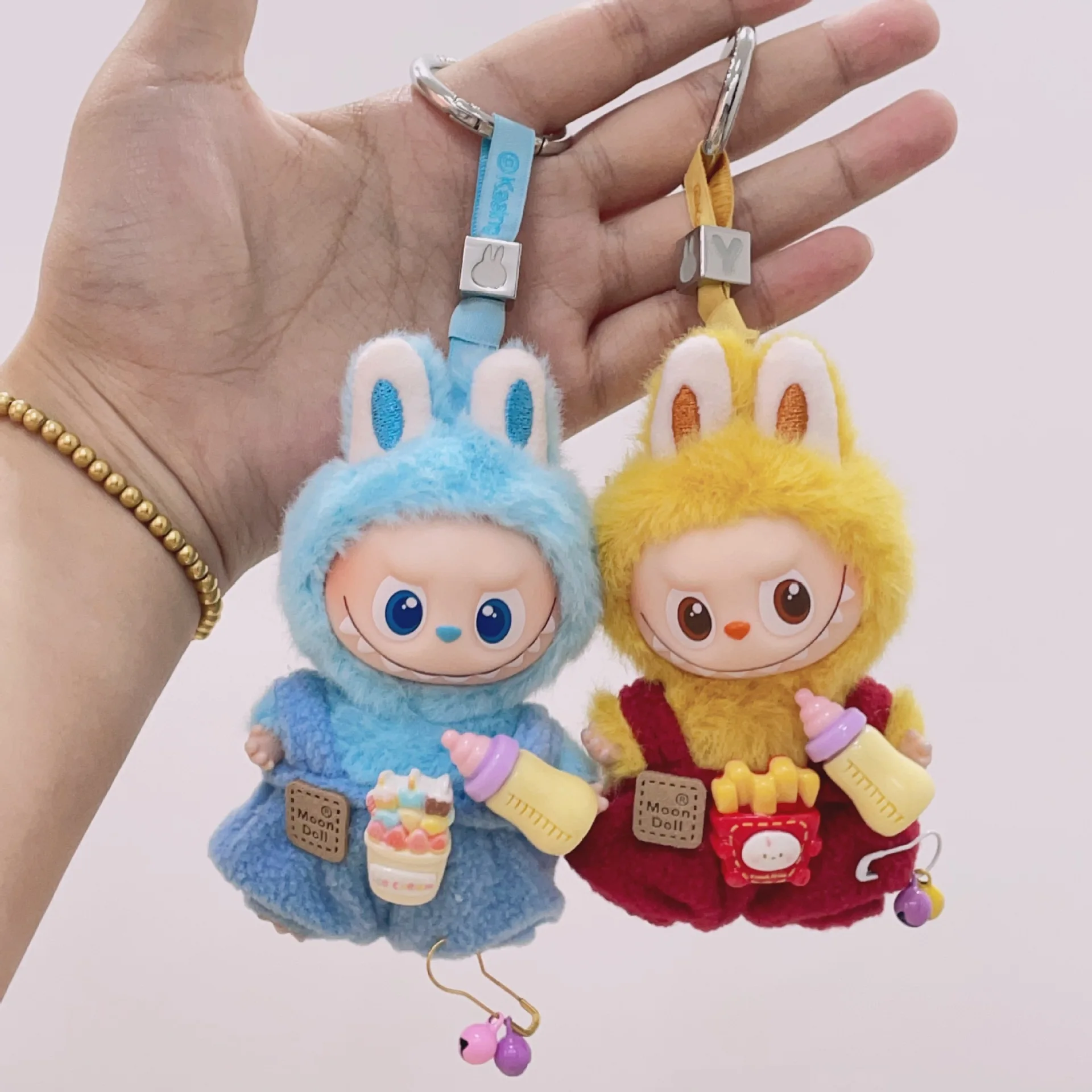 

10cm Mini Labubu 4.0 Doll Clothes 4th-Gen Labubu Milk Bottle Suspender Pants for Mini Labubu