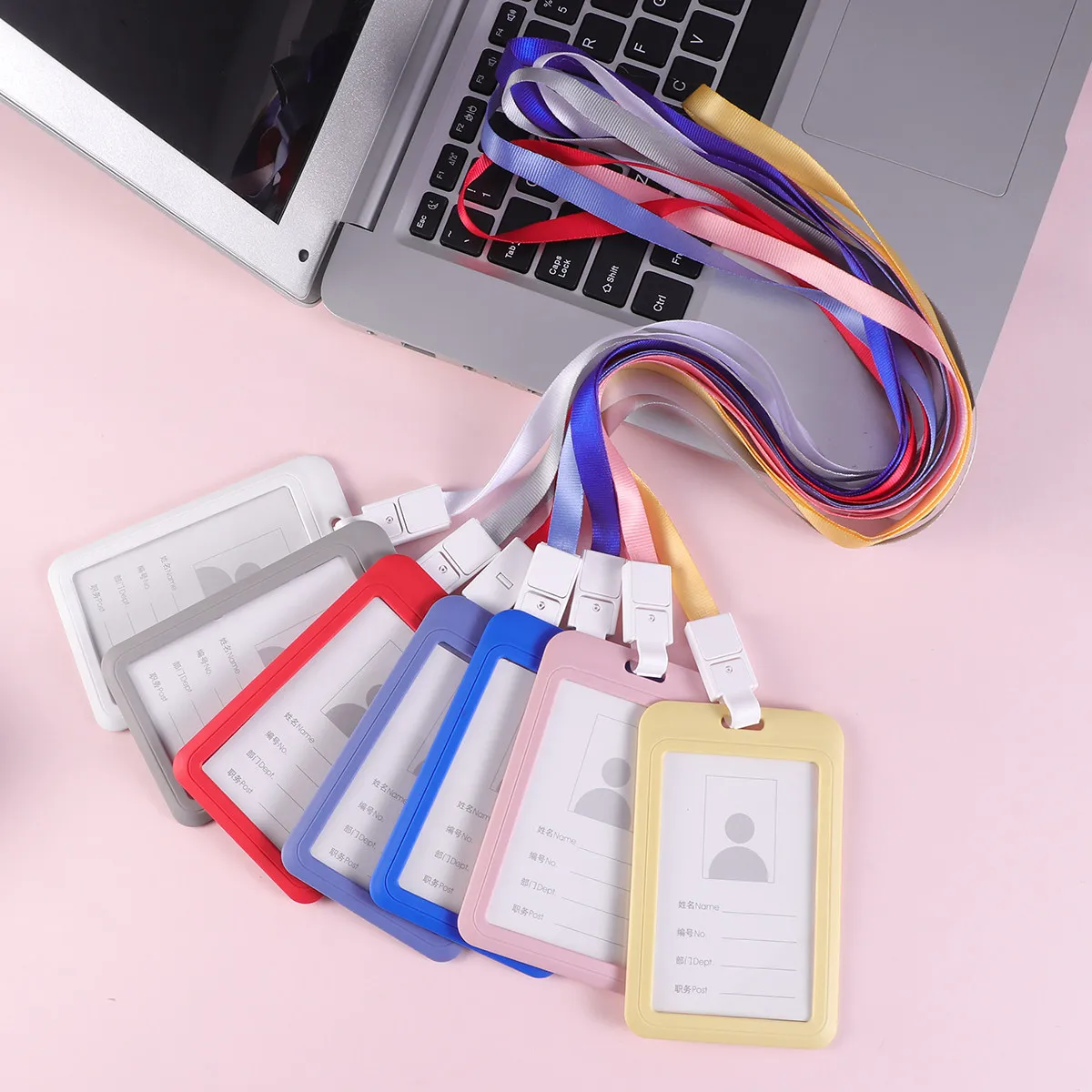 Plastic Badge Holder Lanyard with Clear Front Id Window for Business Cards Badges Protection Easy Access Chest Strap