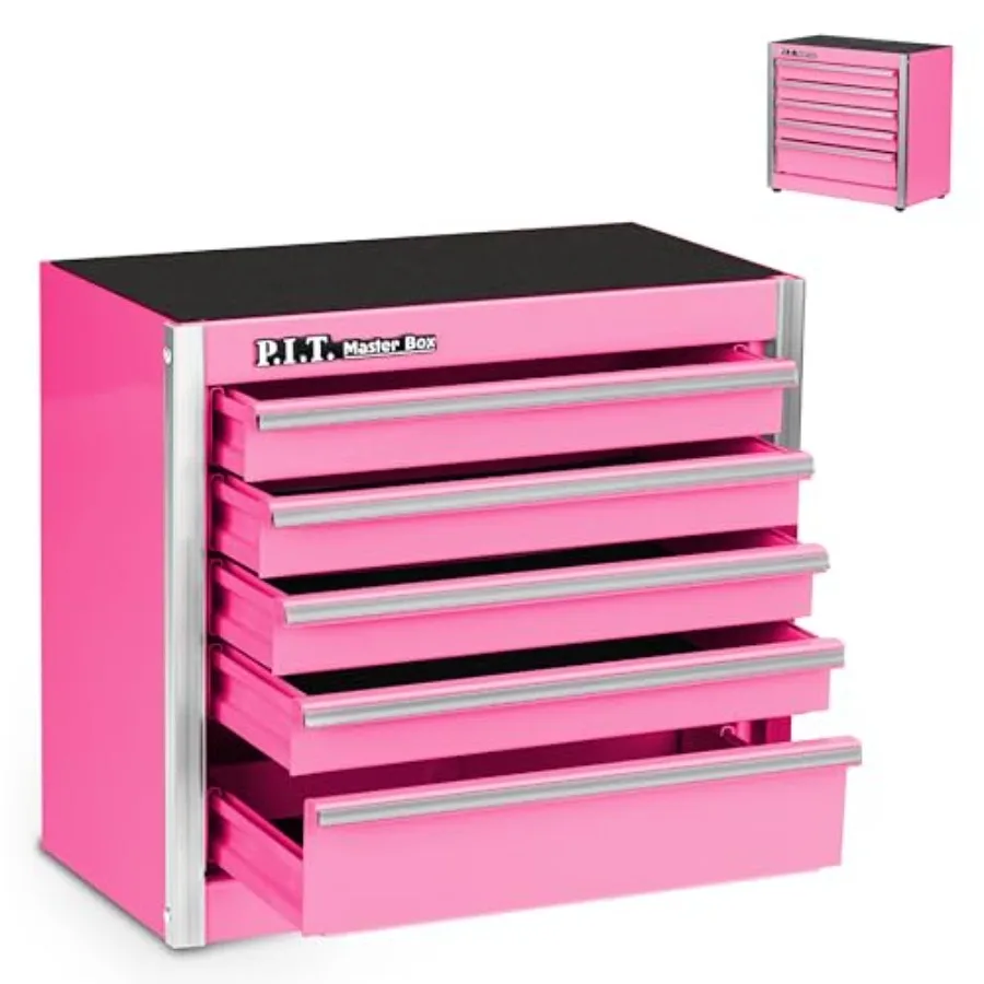 

Mini Pink Tool Box Portable 5-Drawer Micro Roll Cab Steel Tool Box with Liner Pink Small Tool Case for Tools Storage Hom
