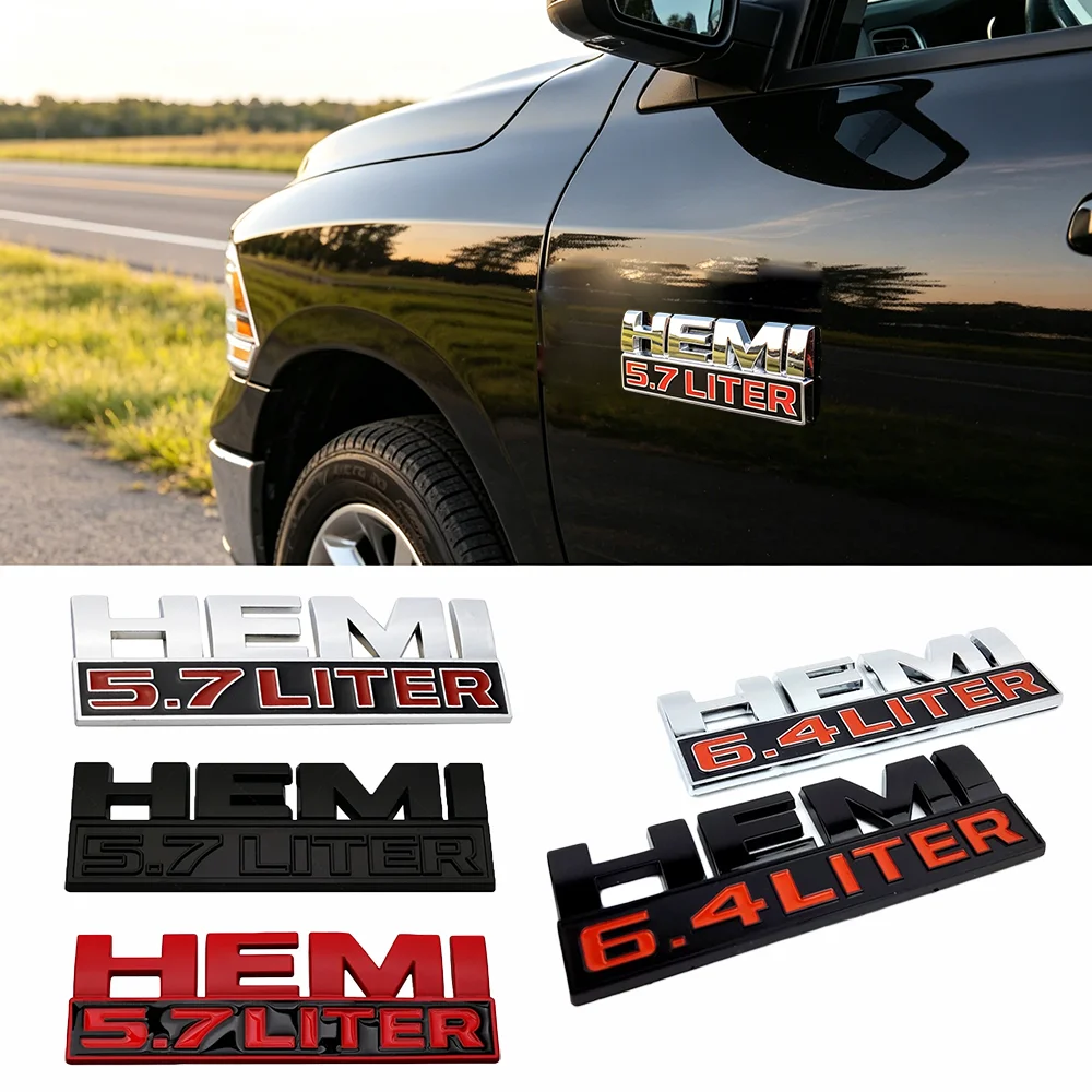 Эмблема HEMI 5.7L 6.4L для Dodge Ram 1500 2500 Challenger Charger, наклейка-логотип на боковое крыло автомобиля, аксессуары для экстерьера авто