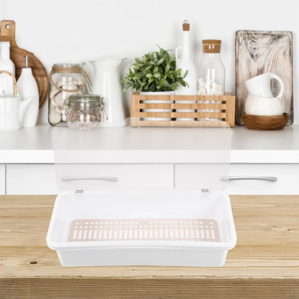 

Chopsticks Box Silverware Organizer White PP Kitchen Utensil Holder Lid Drainage Rack Storage Container Cutlery Plastic