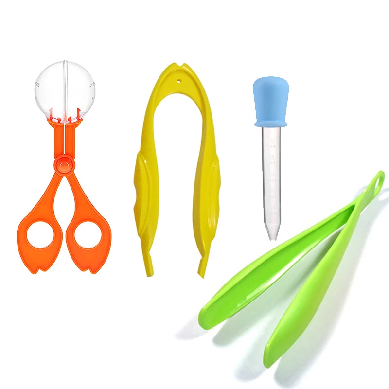 4pcs Fine Motor Skill Training Tool Set Toys Montessori Early Learning Education Toys Toddler Kids Drop Scoop Clip Tweezers Tool