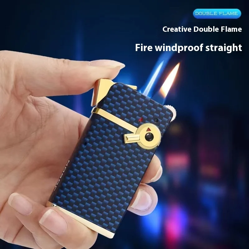 New Zhong Bang Double Flame Deformation Wheel Lighter Metal Cigar Inflatable Windproof Lighter Smoking Men Exquisite Gift