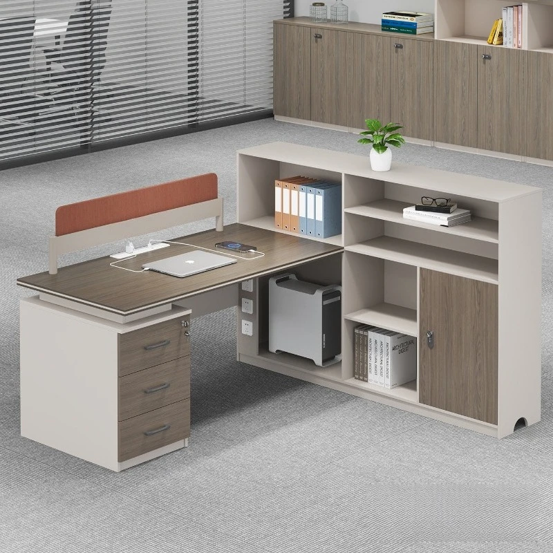 

Простой современный офисный стол с экраном и многофункциональным шкафом, компьютерный стол высокого качества, мебель для рабочего кабинета.