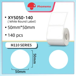 Phomemo-etiqueta redonda autoadhesiva para impresora M110/M200, papel adhesivo transparente multiusos, 50x50mm