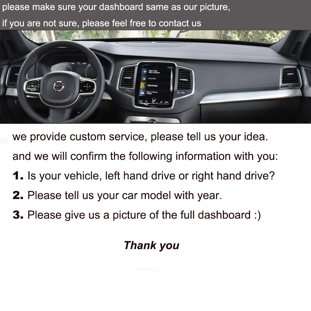 Custom Car Dashboard Cover Wrap in Alcantara for Volvo XC90 2015-2021 Mat Shade Cushion Pad Carpets Accessories