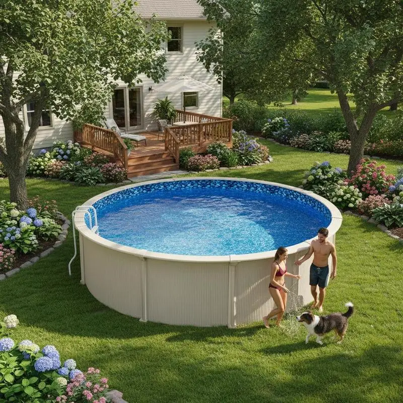 Bâche de piscine ronde, φ732x147 cm, bâche intérieure, bâche de remplacement, bâche de piscine, bâche en vinyle de épaisseur standard, style superposition, résistante à l'usure, pour piscines hors sol avec une hauteur de paroi de 54 pouces