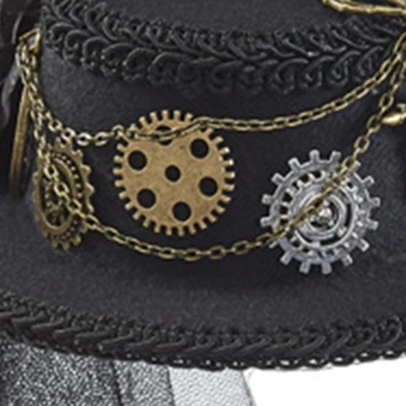 Steampunk Hat with Veil Halloween Goth Hat Goth Top Hat Steampunk Time